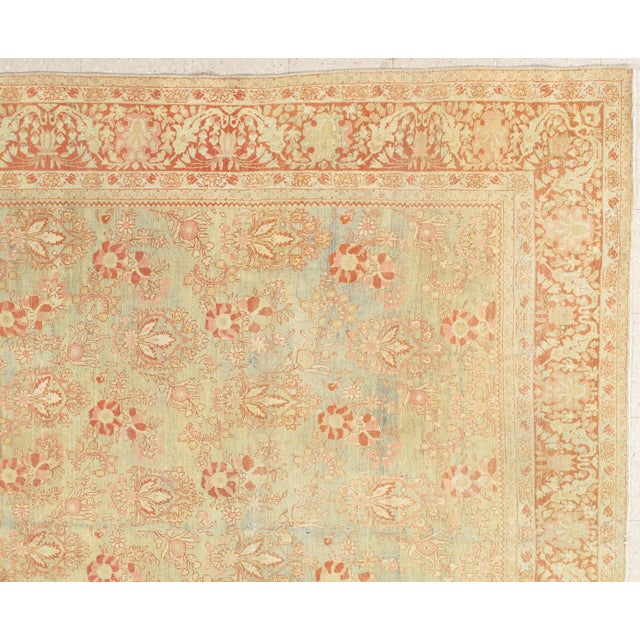 Yellow and Orange Antique Mahal Rug, Handmade Oriental Rug For Sale - Image 13 of 18