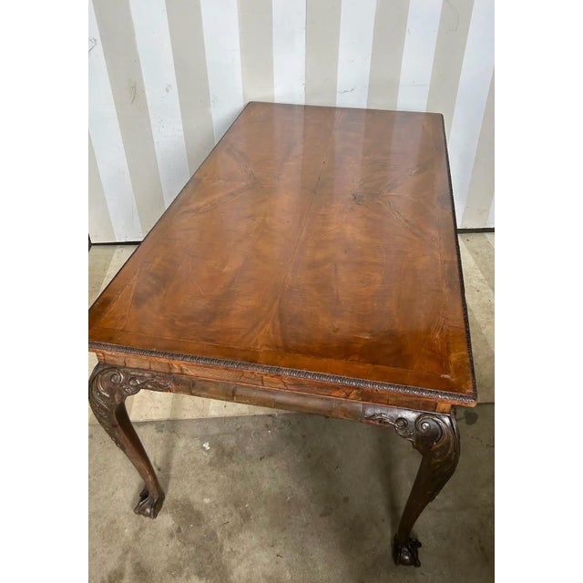 Fine 18th Century Georgian Walnut Table With Gilt Shells and Claw and Ball Feet For Sale - Image 4 of 7