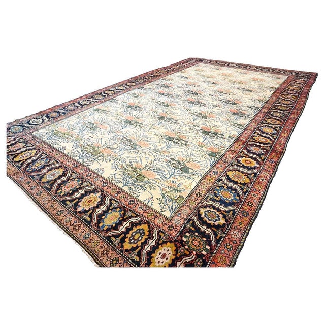 Textile Antique Persian Malayer Wool 11x18 Ivory, Blue, Green & Salmon Handwoven Area Rug #9902772 For Sale - Image 7 of 11