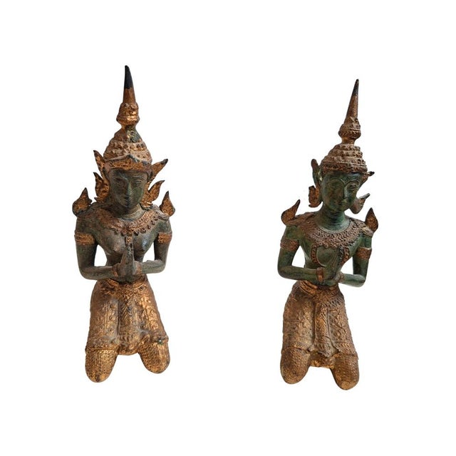 Vintage Bronze Thepphanom Statues, 1990s, Set of 2 For Sale - Image 10 of 10