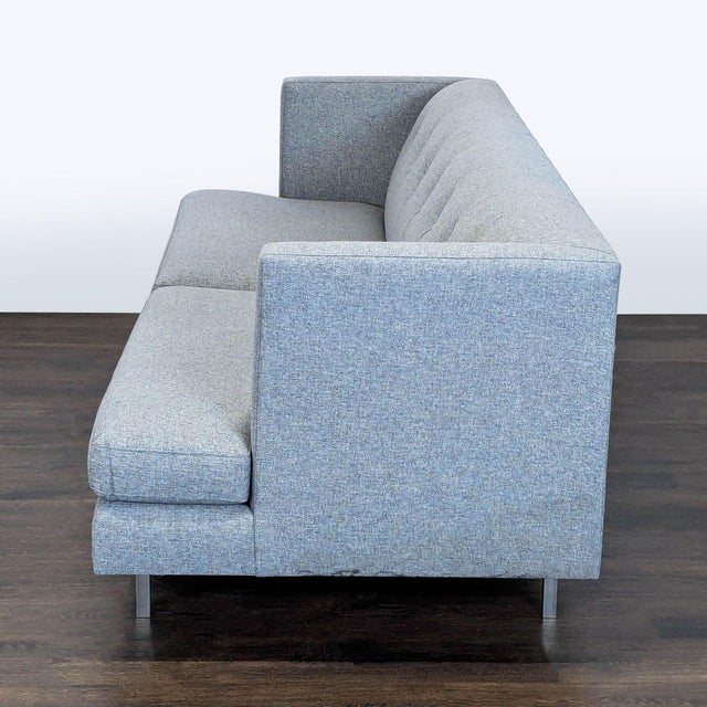 Modern Cb2 Avec Modern Grey 3-Seat Sofa With Button Tufting For Sale - Image 3 of 9
