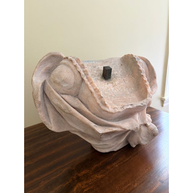 Antique French Marble Female Bust Fragment With Draped Neoclassical Form For Sale - Image 4 of 12