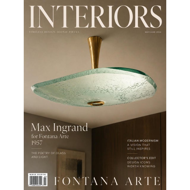 RARE CEILING LIGHT NO. 2067 BY MAX INGRAND FOR FONTANA ARTE Italy | 1957 Cut, polished, and acid-etched glass, brass. A...
