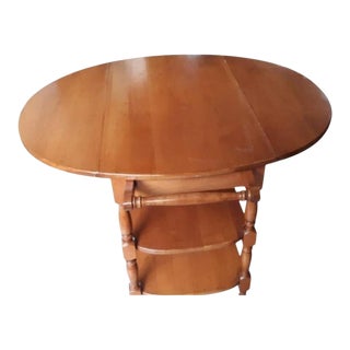 Solid Maple Drop Leaf Bar Cart Tea Cart, Circa 1960s For Sale