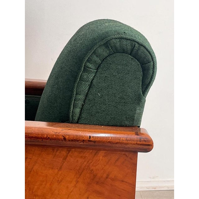 Large Vintage Art Deco Italian Club Chair in Burl Walnut and Green Fabric, 1930s For Sale - Image 18 of 18