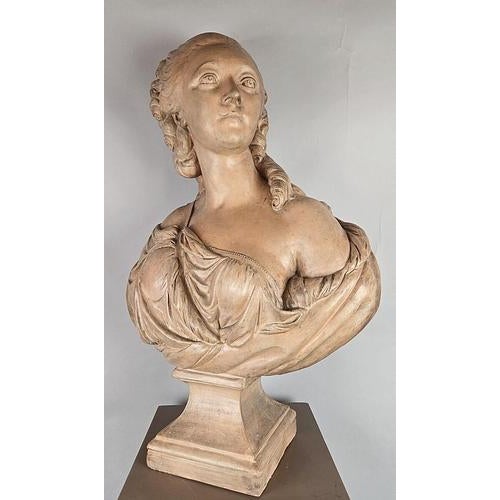 Terracotta bust of Madame du Barry, 19th century. Width: 25 cm ( 9.84 inch) Height: 67 cm (26.38 inch) Depth: 45 cm (17.72...