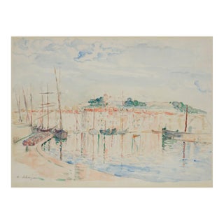 Vintage Coastal Watercolor Art Print - French Riviera by Lebasque, 32" X 24" For Sale