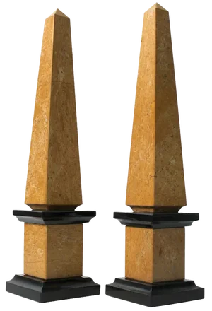 Giallo Reale Marble Obelisks, Set of 2