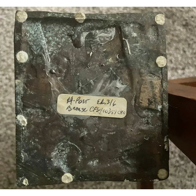 Mid-Century Solid Bronze Figurative Sculpture (14.5” High) For Sale - Image 6 of 13