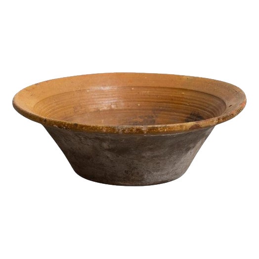 20th Century Rustic Ceramic Plate Vase in Earth Tone, 1940s For Sale
