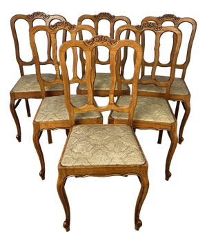 Vintage French Dining Chairs in Oak, Set of 6