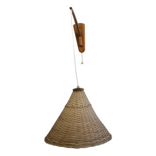 Wicker Swivel Wall Lamp, 1970s For Sale