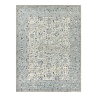 Exquisite Rugs Harper Hand-Knotted New Zealand Wool Ivory/Light Blue Rug-9'X12' For Sale