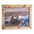 1990s Original Coastal Figural Seascape Oil Painting in Rustic Wood Frame, 18" For Sale