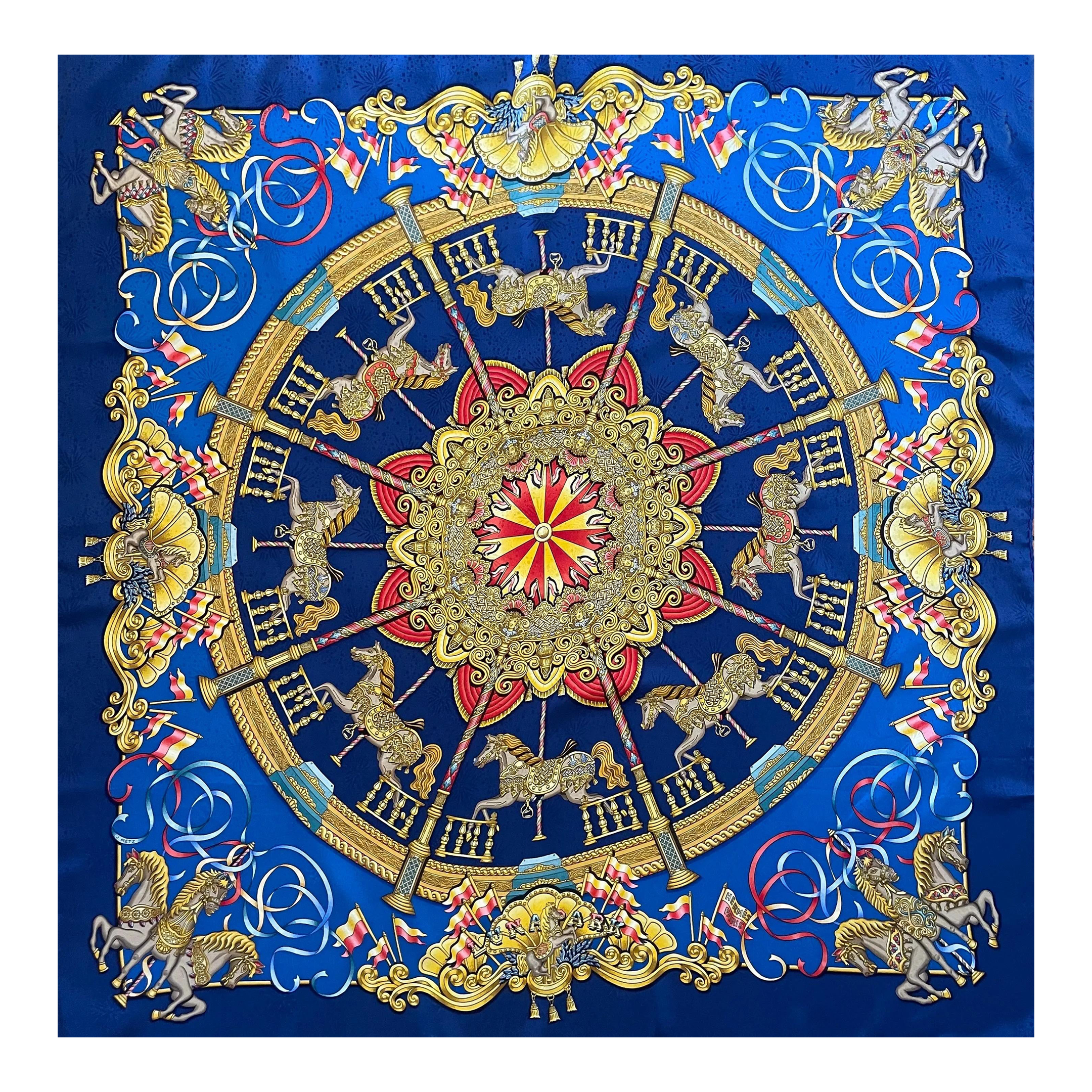 Hermès Scarf “Luna Park”, Blue, 1993 | Chairish
