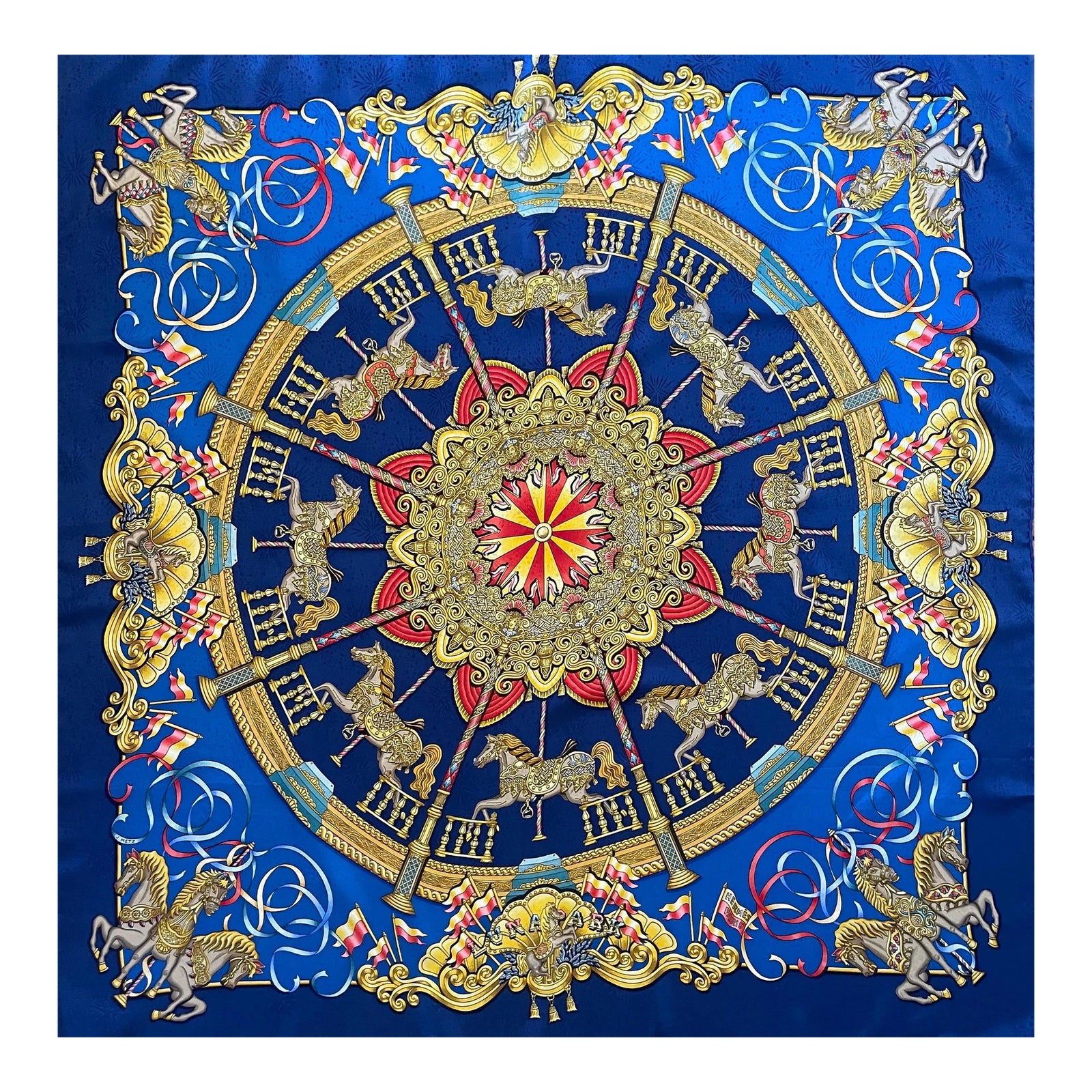 Hermès Scarf “Luna Park”, Blue, 1993 | Chairish