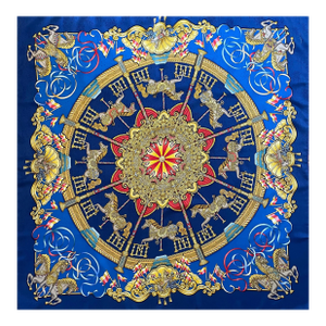 Hermès Scarf “Luna Park”, Blue, 1993