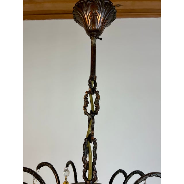 Glass Vintage 1960s Bronze Crystal Amber Chandelier – 3 Light For Sale - Image 7 of 13