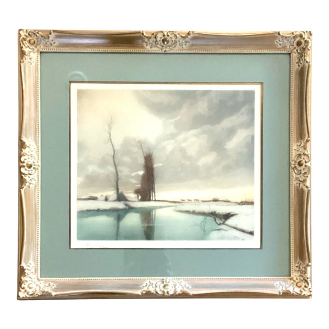 Icy River in Winter Print by Fred Levé For Sale