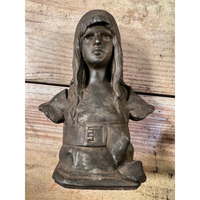 Late 19th Century Vintage Art Nouveau Statue of a Girl Signed For Sale - Image 4 of 9