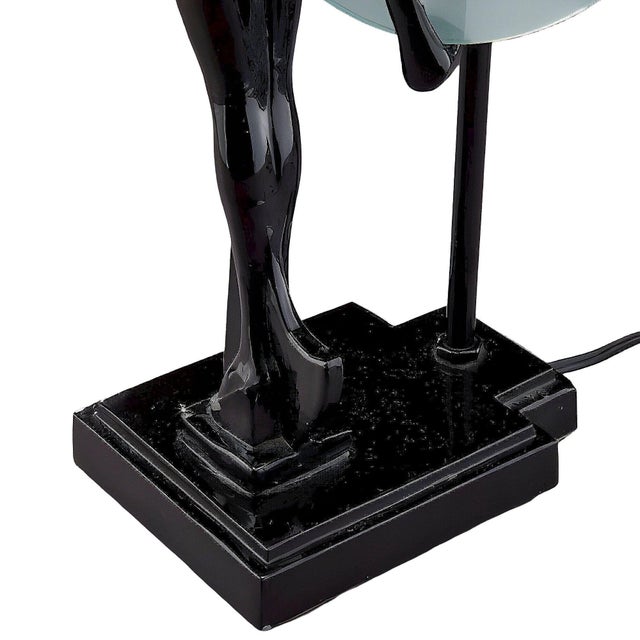 Black Frankart Style Nude Nymph Silhouette Moon Black Spelter Table Lamp by Sarsparilla For Sale - Image 8 of 8