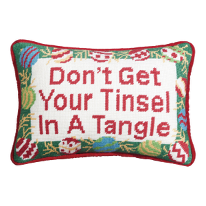 Tinsel Tangle Embroidered Needlepoint Pillow, 8" x 12"