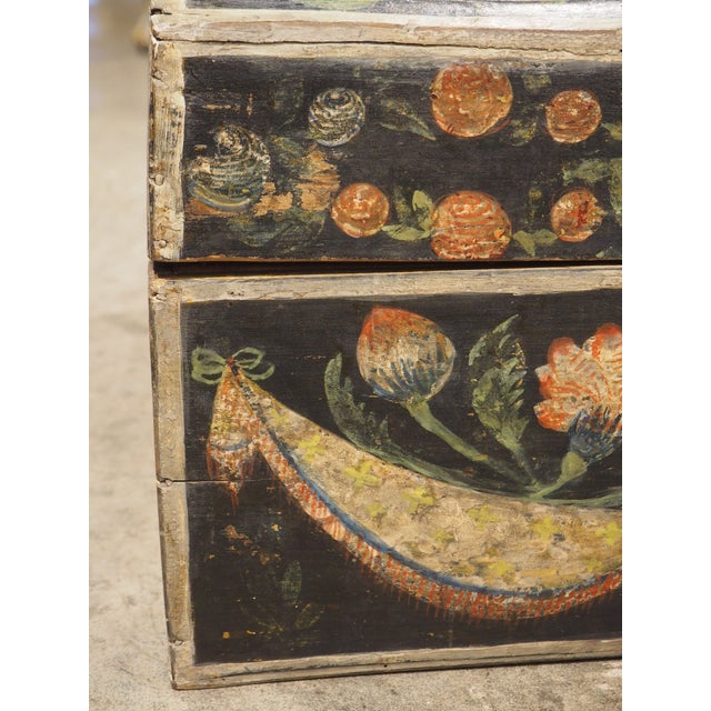 Antique Polychrome Wedding Trunk From Normandy, France, 19th Century For Sale - Image 12 of 18