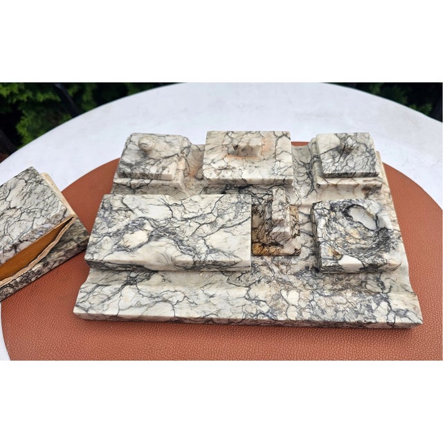 Black Art Deco Marble Inkwell and Blotter, 1920s, Set of 8 For Sale - Image 8 of 15
