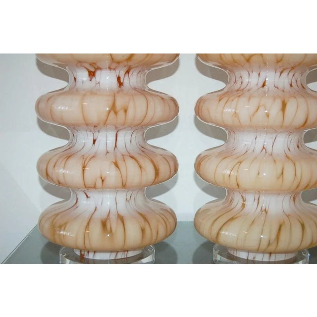 Carlo Nason Vintage Murano Glass Table Lamps in Tangerine - a Pair For Sale In Atlanta - Image 6 of 10