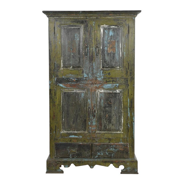 Black Wooden Cabinet with Green and Blue Patina For Sale - Image 8 of 8