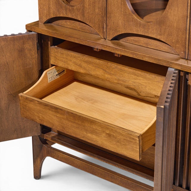 Wood Broyhill Brasilia Mid Century Walnut Room Divider For Sale - Image 7 of 12