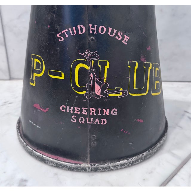 American “Stud House P Club” Vintage Cheerleader Megaphone For Sale - Image 3 of 7