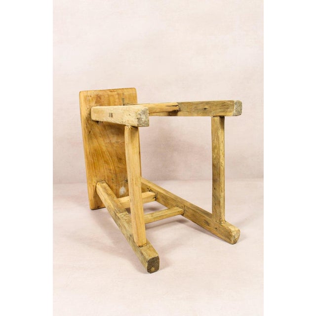 Vintage Rustic Stool in Elm For Sale - Image 4 of 5