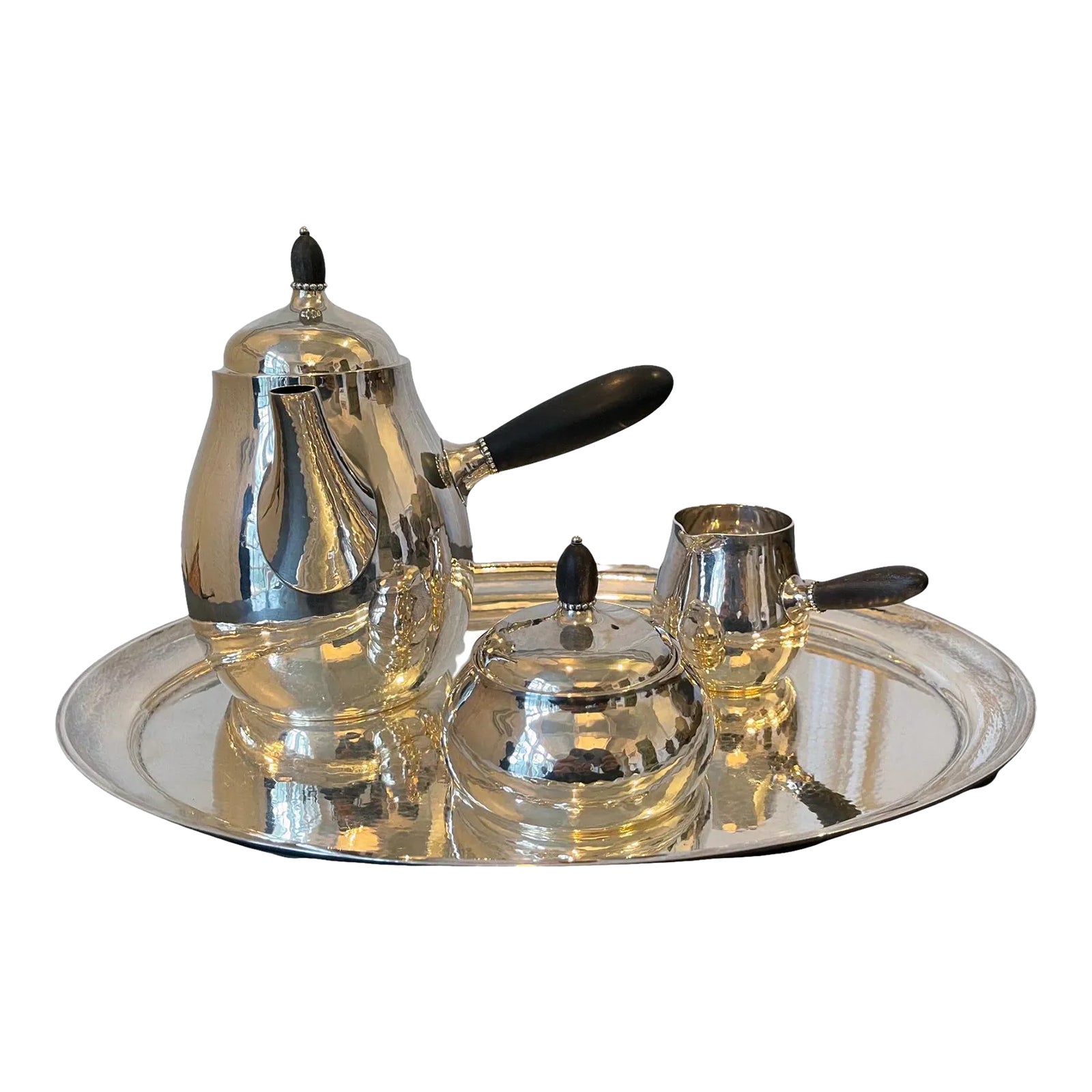 Danish Sterling Silver Coffee or Tea Set Georg Jensen - 4