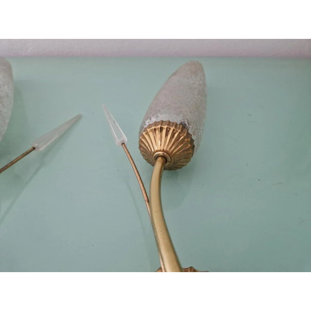 Metal Mid-Century French Floral Wall Sconces, 1950s, Set of 2 For Sale - Image 7 of 13