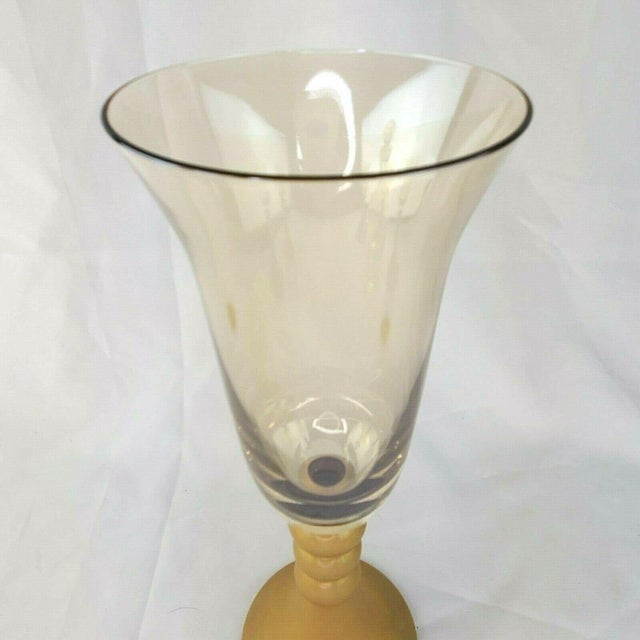 Late 20th Century Bombay Glass Decanter Set 6 Glasses Gold Frosted Stems Made in Poland For Sale - Image 12 of 13