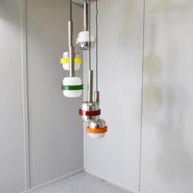 Pendant Lights in White and Colored Plastic from Stilnovo, 1960s, Set of 5 For Sale - Image 13 of 14