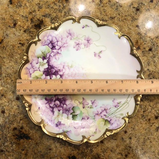 Description Item: Antique Hand-Painted Floral Cabinet / Decorative Plate Maker/Markings: Stamped "Vienna Austria" with...