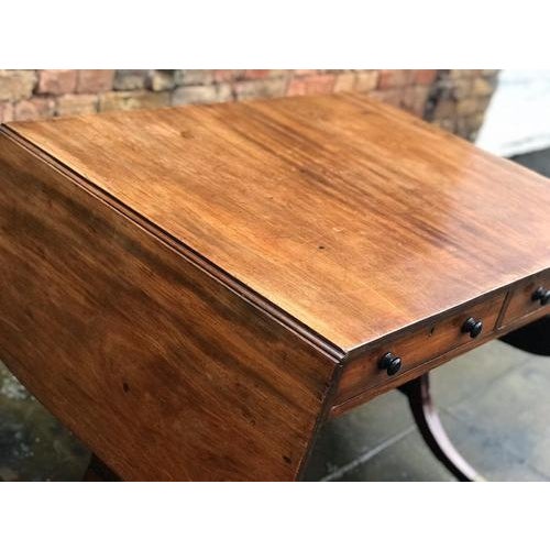 Wood Regency Sofa Table in Cuban Mahogany with Inlay For Sale - Image 7 of 14