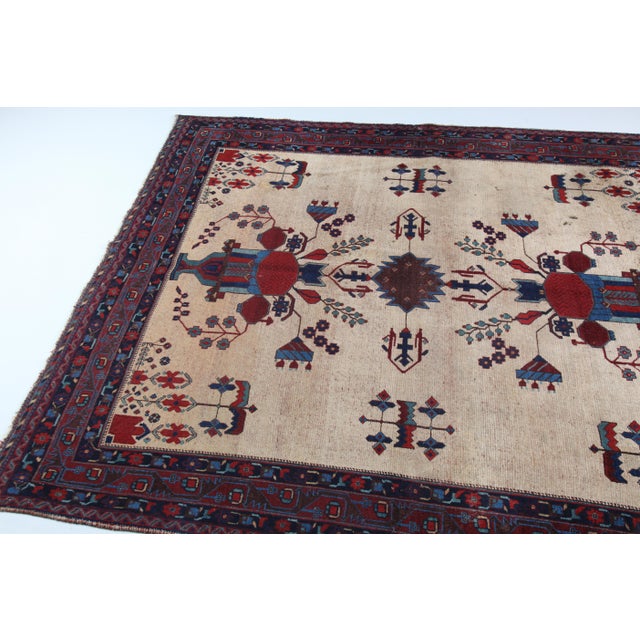Beige Vintage Persian Medallion Rug With Floral & Geometric Motifs – 5' X 6' 2'' For Sale - Image 8 of 14