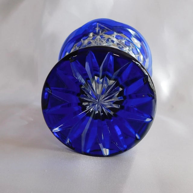 1940s 1940s Blue Cut to Clear Vase For Sale - Image 5 of 5