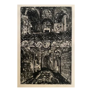1970s Adrienne Anderson Modern Etching With Cats