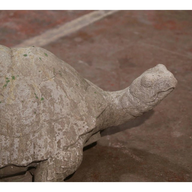 Early 21st Century Vintage French Outdoor Weathered Stone Turtle Sculpture For Sale - Image 5 of 7