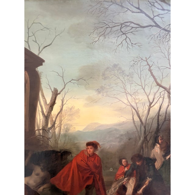 Antique Oil on Canvas Painting "A Skating Party" by Augustine Dallemagne For Sale - Image 14 of 18