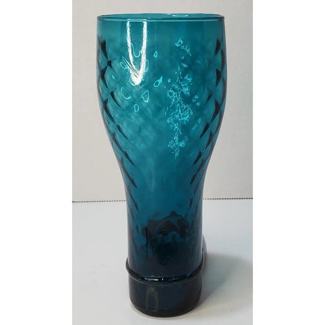 Mid Century Italian Diamond Optic Teal Glass Boot Vase Chairish