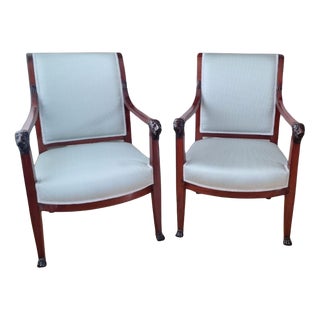 Empire Armchairs in Mahogany, 1800s, Set of 2 For Sale