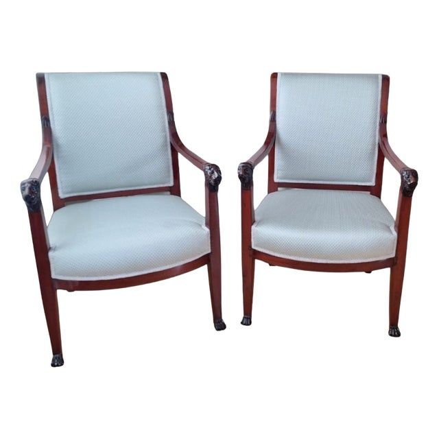 Empire Armchairs in Mahogany, 1800s, Set of 2 For Sale