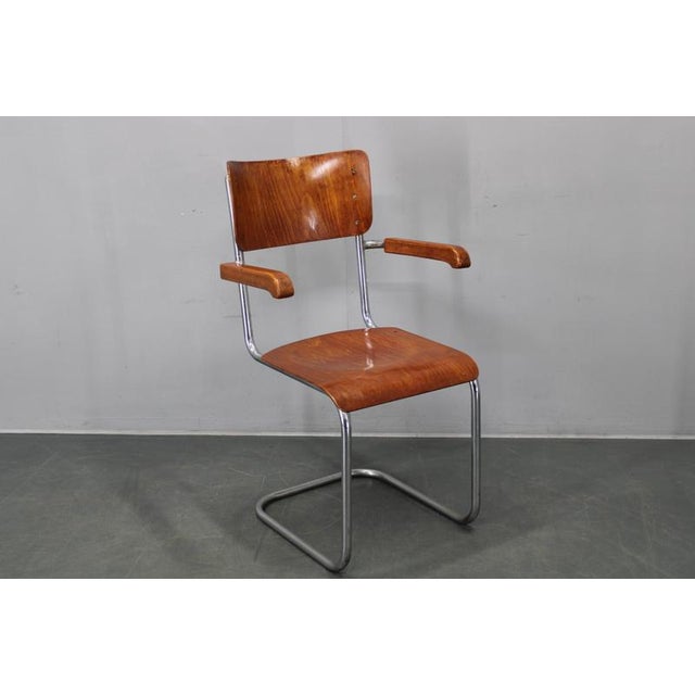Bauhaus Cantilever Armchair in Chrome Tubular Steel and Beech, 1930s For Sale - Image 11 of 18
