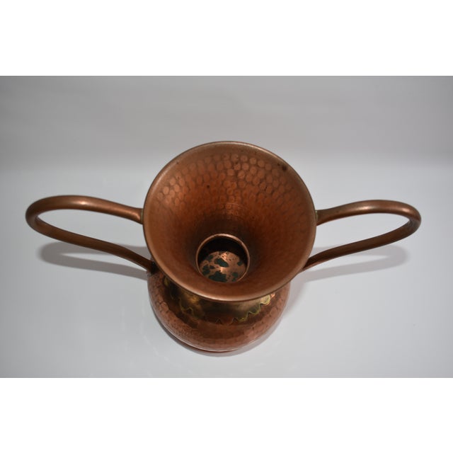 Metal 1960s Large Copper Vase With Brass Collar For Sale - Image 7 of 7