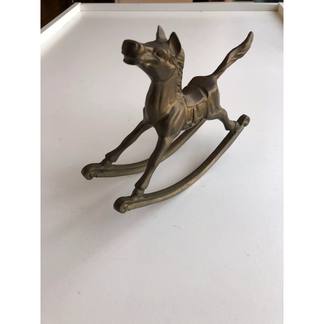 Mid-Century Modern Vintage Brass Rocking Horse For Sale - Image 3 of 8